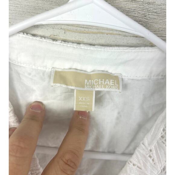 MICHAEL Michael Kors Women’s XXS Palm Eyelet Button Up Lace Midi Dress NEW - Picture 5 of 7